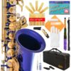 Lazarro Professional Royal Blue Body Gold Keys Eb E Flat Alto Saxophone with 11 Reeds, Case, Music Book and Many Extras, 360-BU 17 71TfzrZ6dpL