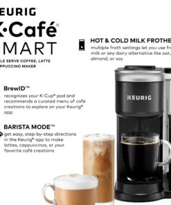 Keurig K-Cafe SMART Single Serve K-Cup Pod Coffee, Latte and Cappuccino Maker, Black 50 71TgEoWuUTL