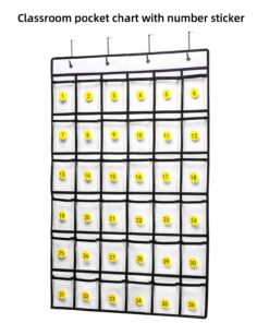 Alternative view of SAVERHO 36 Pockets Classroom Pocket Chart for Cell Phones, Pocket Chart for Calculator Holder with 36 Number Sticker (White) White-1pack of 36pockets