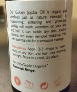 Teddie Organics Golden Jojoba Oil 100% Pure Organic Cold Pressed and Unrefined 4oz - Natural Moisturizer for Face Hair and Sensitive Skin, Carrier Oil for Essential Oils 4 Fl Oz (Pack of 1) 62 71TirPXCuL