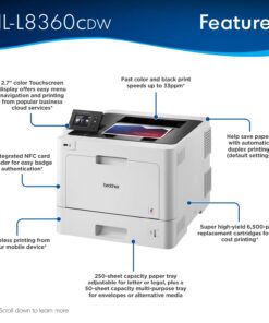 Brother Business Color Laser Printer, HL-L8360CDW, Wireless Networking, Automatic Duplex Printing, Mobile Printing, Cloud Printing, Amazon Dash Replenishment Ready,White New Model: HLL8360CDW 31 71TjErZGmEL