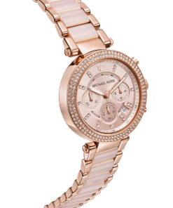 Michael Kors Parker Women's Watch, Stainless Steel and Pavé Crystal Watch for Women with Steel, Leather, or Silicone Band Blush/Rose gold 20 71TjNuzoCiL