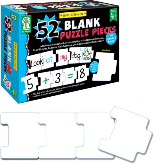 Key Education - Write-On/Wipe-Off: 52 Blank Puzzle Pieces