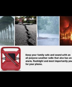 Eton - American Red Cross FRX3+ Emergency NOAA Weather Radio, Red, Digital Display, Hand Turbine, Solar Power, Red LED Flashing Beacon, 7 NOAA/Environment Canada Weather Bands, Phone Charger FRX3+ 27 71Tk5FmZRL