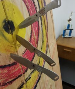 BladesUSA Perfect Point Throwing Knives – Set of 3 – Satin Finish Stainless Steel Blades and Handles w/ Spider Design, Nylon Sheath, Full Tang Construction, Well Balanced, Throwing Sport Knives – RC-179-3 13 71TkZ hDEtL