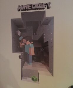 (Set of 4) LucyM Wall Decal Digging Steve; Creeper Inside Wall; Baby Pig; Baby Cow 32 71Tkz7ozJ L