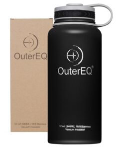 OuterEQ 32 oz Vacuum Insulated Stainless Steel Water Bottle Black 17 71TlALOYNuL
