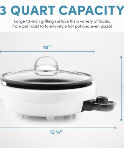 Aroma Housewares ASP-137 Grillet 3Qt. 3-in-1 Cool-Touch Electric Indoor Grill Portable, Dishwasher Safe, 3-Quart, White 29 71TnODRVEL