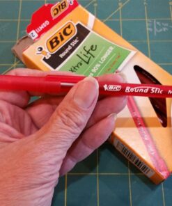 BIC Round Stic Xtra Life Ballpoint Pens, Medium Point (1.0mm), Red, 12-Count Pack, Stick Pens for Office Supplies (GSM11-RED) 12 Count (Pack of 1) Ballpoint Pen 31 71To4yhi6pL