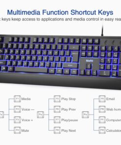 mafiti Computer Office Keyboard Wired USB 104 Keys Full Size Backlit Keyboards Compatible PC Laptop Desktop Windows Single blue backlit 22 71TovrdEgML