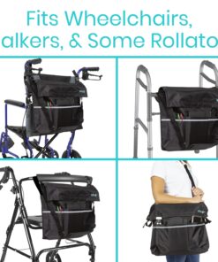 Alternative view of Vive XL Wheelchair Bag - Waterproof, Scratch-Resistant, Double-Stitched, Machine Washable Accessory for Adults, Seniors, 15 Colors - Storage Walker Backpack to Hang on Back of Wheel Chair Black