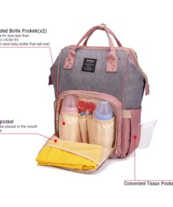 Alternative view of QIMIAOBABY Diaper Bag Backpack,Waterproof Multifunctional Large Travel Nappy Changing Bags… (Pink with gray) Pink With Gray