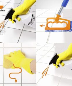 Fuginator Scrub Brush for Tile and Grout: Stiff Nylon Bristle Scrubbing Brush - Bathtub and Shower Scrubber for Floor Joints and Tile Seams - Cleaning Brushes and Supplies for Bathroom and Kitchen Orange/Blue 32 71TrrbWT7qL