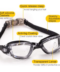 Alternative view of Yizerel Swim Goggles, 2 Pack Swimming Goggles for Adult Men Women Youth Kids Child Black/Blue(clear)