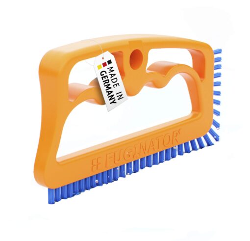 Fuginator Scrub Brush for Tile and Grout: Stiff Nylon Bristle Scrubbing Brush - Bathtub and Shower Scrubber for Floor Joints and Tile Seams - Cleaning Brushes and Supplies for Bathroom and Kitchen Orange/Blue