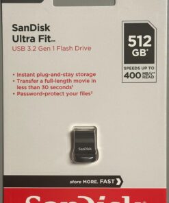 SanDisk 512GB Ultra Fit USB 3.2 Gen 1 Flash Drive - Up to 400MB/s, Plug-and-Stay Design - SDCZ430-512G-GAM46, Black Up to 400 MB/s 16 71TteJEqZHL