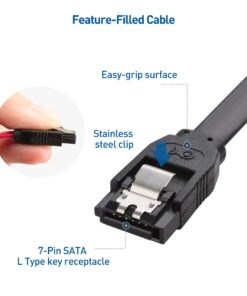 Cable Matters 3-Pack 90 Degree Right Angle SATA Cable 18 Inches (6.0 Gbps SATA III Cable , SATA SSD Cable, SATA 3 Cables) Black 29 71Ttq KYL