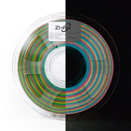 Zi-Rui 3D Printer PLA Filament, Glow in The Dark Multicolor Change, Rainbow Multicolor Gradient, 1.75mm 1KG/2.2lbs Multicolor Gradient Glow