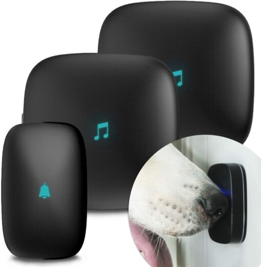 Dog Bell for Potty Training - Touch Activated Wireless Dog Door Bell for Puppy Training - Waterproof Pet Training Bell w/Over 1000-Feet Range, 50 Door Chimes, 2 Plugin Receivers