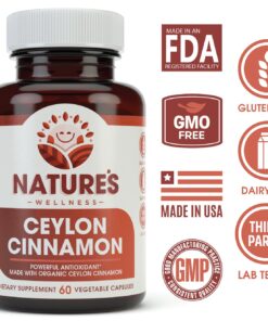 Natures Wellness Organic Ceylon Cinnamon - 1200 mg | Powerful Antioxidant | Maintains Joint Health and Mobility | Non-GMO | 60 Veg Capsules 18 71Tws5sTfL