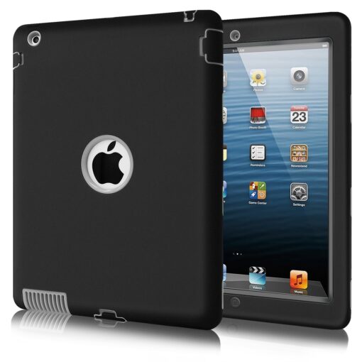 iPad 4 case, iPad 3 Case, iPad 2 Case,Fingic iPad 4 Case Rugged 3 in 1 Hybrid Heavy Duty Shock-Absorption Scratch-Resistant Protective Case for iPad 2/3/4,Gray/Black T017-02 Black/Gray