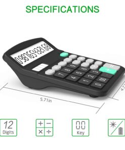Calculator, Splaks 2 Pack Standard Functional Desktop Calculators Solar and AA Battery Dual Power Electronic Office Calculators with 12-Digit Large Display (1 Basic Black&1 Updated Silver) 1 Black & 1 Silver 15 71TwtnmFkSL 5
