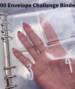 100 Envelope Savings Challenge Binder, Fun Way to Save $5,050, Savings Challenges Book with Envelopes, Savings Challenges Budget Book Binder, 100 Envelopes Money Saving Challenge Book (Black) Black 8 71TxGjITSbL