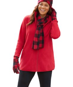 Woman Within Plus Size Zip-Front Microfleece Jacket | Long Oversized Fleece 6X-Large Plus Evening Blue Marled 10 71TxPlPbyL