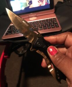 MTECH USA MT-A705 Series – Spring Assisted Folding Knife, Pocket Clip, Tactical, EDC, Self Defense Black/Gold 4.5-inch closed 39 71TxQfv1OhL