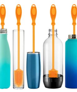 Alternative view of Kitchiny 12.5" Silicone Bottle Brush and Straw Cleaner Brush Set | Bottle Cleaner Brush for Hydroflasks, Insulated Sports Bottles, Straws | Water Bottle Brush Cleaner for Narrow Neck containers Orange