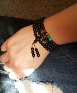 COAI 108 Japa Mala 7 Chakra Stone Wrap Bracelet Necklace Matte Onyx 41 71TxlgceH4L