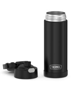 THERMOS FUNTAINER 16 Ounce Stainless Steel Vacuum Insulated Bottle with Wide Spout Lid, Black Matte Matte Black 17 71TxqVgZj5L