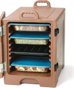 Carlisle FoodService Products Cateraide Insulated Front Loading Food Pan Carrier with Handles for Catering, Events, And Restaurants, Plastic, 5 Pan, Brown 24 71TxuVCixGS