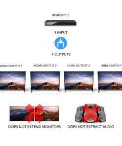 OREI 4K 1x4 HDMI Splitter 1 in 4 Out - Ultra HD @ 30 Hz 1x4 Ver. 1.4 HDCP, Power HDMI Supports 3D Full HD 1080P for Xbox, PS4 PS3 Fire Stick Blu Ray Apple TV HDTV - Adapter Included 15 71Ty7ZTiRRL