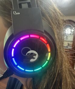GAMEPOWER Voldon Rainbow Gaming Headset - 7.1 Virtual Surround Sound, Wired Headphones with 50MM Drivers, Noise Cancelling Mic for PC, PS4, PS5 - Ideal for Gamers, Black Head Set 19 71TyUvGg4bL
