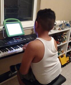 Hamzer 61-Key Portable Electronic Keyboard Piano with Stand, Stool, Headphones, Microphone & Sticker Sheet 61 71TyXJivOaL