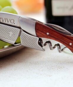 Barvivo Natural Rosewood Wine Opener with Foil Cutter Knife & Cap Remover, Double Hinged Manual Wine Key for Bartenders, Servers, Waiters, Stainless Steel Wine Bottle Opener Corkscrew 30 71TyfwsglTL