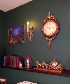 Elegant, Traditional, Decorative, Hand Painted Modern Grandfather Wall Clock W/Swinging Pendulum for New Room or Office. Color Brown & Bronze. Large. 24 Inch. 14 71Tyqth 4sL