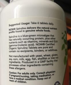 NOW Supplements, Organic Spirulina 500 mg with Vitamins, Minerals and GLA (Gamma-Linolenic Acid), 500 Tablets 500 Count (Pack of 1) 26 71TzB8njuML