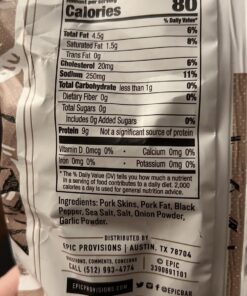 Epic Provisions Sea Salt & Pepper Pork Rinds Keto Friendly, Paleo Friendly, 2.5 oz 2.5 Ounce (Pack of 1) 18 71TzBzrWjfL