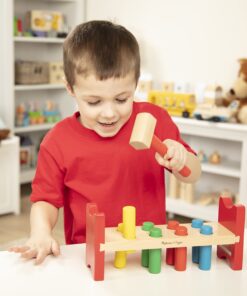 Melissa & Doug Deluxe Wooden Pound-A-Peg Toy With Hammer Standard 14 71TzH rbO3L