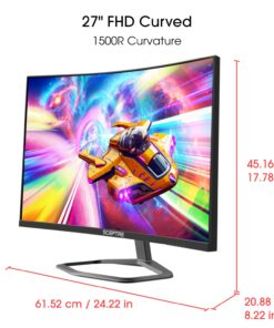 Alternative view of Sceptre 27-inch Curved Gaming Monitor up to 240Hz DisplayPort HDMI 1ms 99% sRGB Build-in Speakers, R1500 Machine Black 2023 (C275B-FWT240) 27" Curved 240Hz