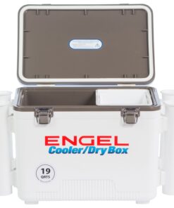 Engel UC19 19qt Leak-Proof, Air Tight, Fishing Drybox Cooler with Built-in Fishing Rod Holders, Also Makes The Perfect Small Hard Shell Lunchbox for Men and Women White 11 71U0TZfyjL