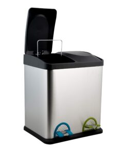 Organize It All Dual Compartment Step-On 8-Gallon (30 liter) Recycling Trash Can, Stainless Steel 28 71U0V3LMArL 1