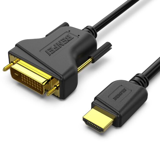 BENFEI HDMI to DVI, Bi Directional DVI-D 24+1 Male to HDMI Male High Speed Adapter Cable Support 1080P Full HD Compatible for Raspberry Pi, Roku, Xbox One, PS4 PS3, Graphics Card 6 Feet 1 Pack