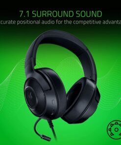 Razer Kraken X - Gaming Headset (Ultralight Gaming Headset for PC, Mac, Xbox One, PS4 and Switch, Headband Padding, 7.1 Surround Sound) Black Black (USB) 11 71U113bNjL