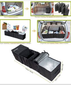 Alternative view of Cargo Foldable Multi Compartment Fabric Car Truck Van SUV Storage Basket Trunk Organizer and Cooler Set,Black,AK-018 Black