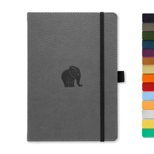 Dingbats A5 Wildlife Notebook Journal Hardcover, Cream 100gsm Ink-Proof Paper, 6.1 x 8.5 inches, 192 pages (Gray Elephant, Dotted) Gray Elephant