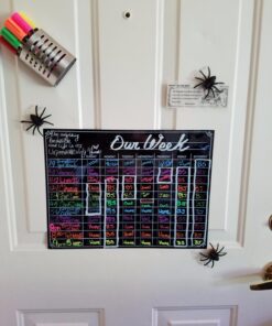 Magnetic Refrigerator Chalkboard Dry Erase Chore Responsibility Activity Reward Star Exercise Diet Nutrition Chart Children Kids Teens Mom Teacher in Home Kitchen Classroom 12" X 16" Black Fluorescent 12" X 16" (Chore / Responsibility Chart) 23 71U2flM3WZL