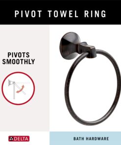 Delta 76446-RB Ashlyn Wall Mount Round Closed Towel Ring Bath Hardware Accessory in Spotshield Venetian Bronze 11 71U403BAsZL